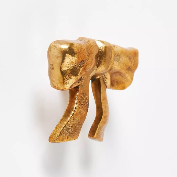 NEW Anthropologie Gold Beau Bow Dresser Cabinet Knobs Set of 2 - Picture 2 of 5